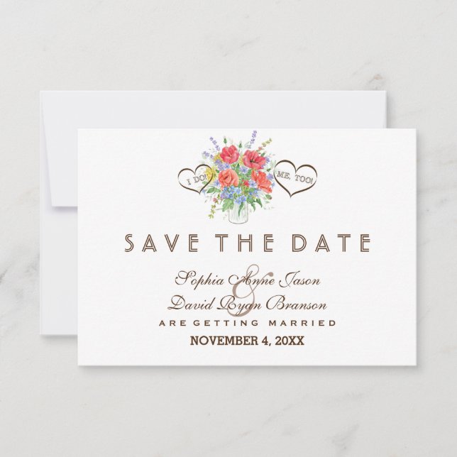 Rustic Wild Flowers Wedding Save the Date (Front)