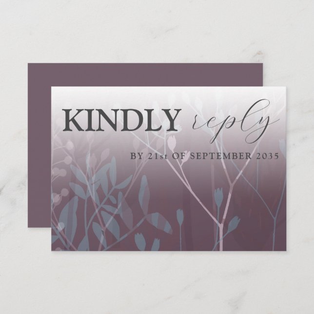 Rustic Wild Grasses Dark Plum RSVP Wedding (Front/Back)