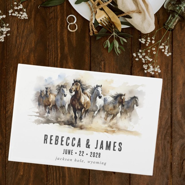 Rustic Wild Horses Farm Equestrian Country Wedding Guest Book (Creator Uploaded)