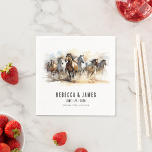 Rustic Wild Horses Farm Equestrian Country Wedding Napkin