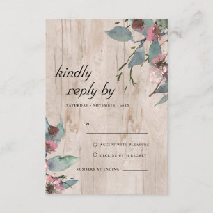 RUSTIC WILD PINK EUCALYPTUS FLORAL WEDDING RSVP ENCLOSURE CARD