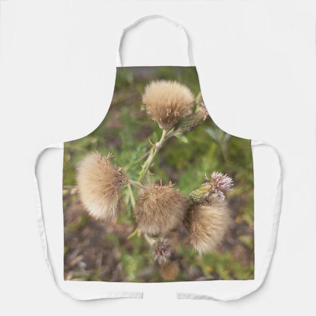 Rustic Wild Thistle Apron for Nature Lovers and Ga (Front)