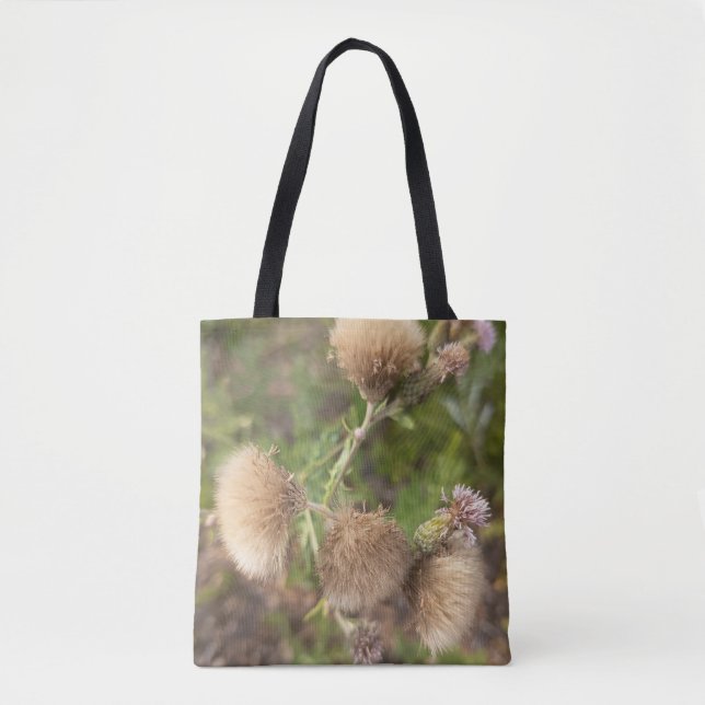 Rustic Wild Thistle Botanical Nature Tote Bag (Front)