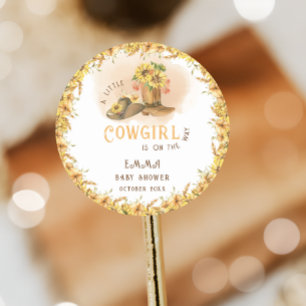 Rustic Wild West Girl Shower Classic Round Sticker