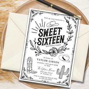 Rustic Wild West Sweet Sixteen Birthday Party Invitation