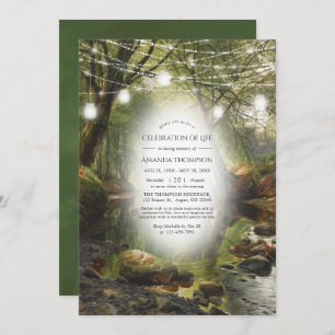 Rustic Wild Woodland Greenery Celebration of Life Invitation