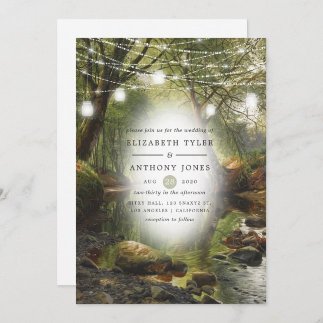 Rustic Wild Woodland Greenery Wedding Invitation (Front/Back)