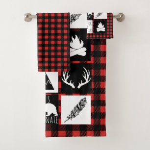 Rustic Wilderness & Animals Buffalo Check Plaid Bath Towel Set