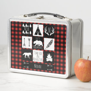Rustic Wilderness & Animals Buffalo Check Plaid Metal Lunch Box