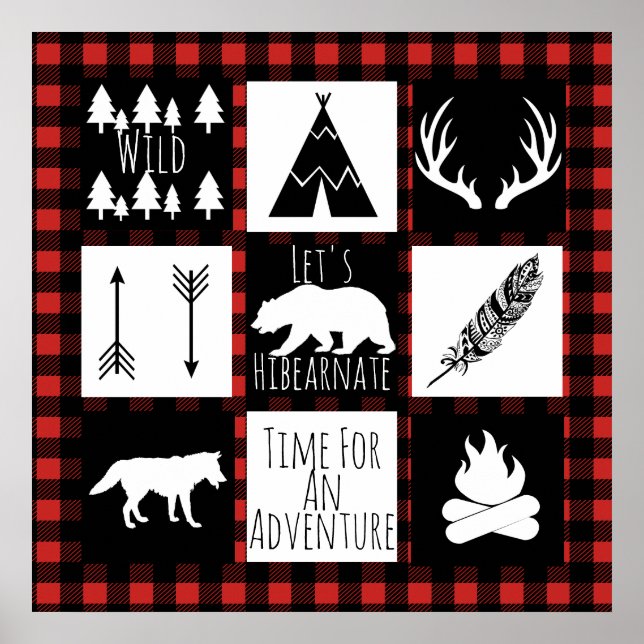 Rustic Wilderness & Animals Buffalo Check Plaid Poster (Front)