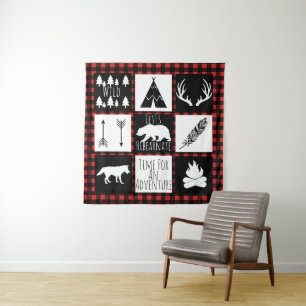 Rustic Wilderness & Animals Buffalo Check Plaid Tapestry