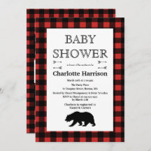 Rustic Wilderness & Animals Plaid Baby Shower