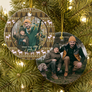 Rustic Wilderness, Brown, Two Photo, Two Sided Ceramic Tree Decoration