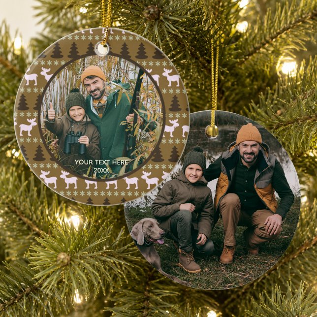 Rustic Wilderness, Brown, Two Photo, Two Sided Ceramic Tree Decoration (Creator Uploaded)