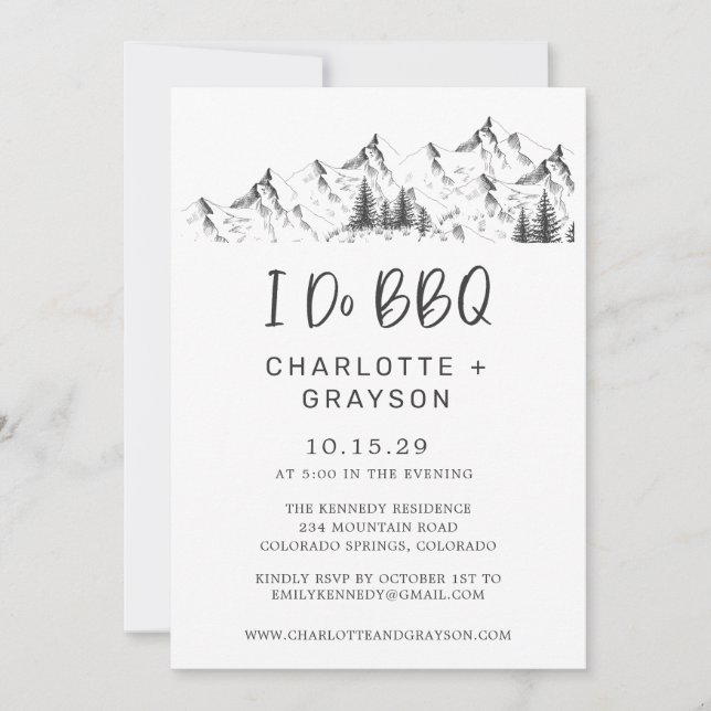 Rustic Wilderness Buffalo I Do BBQ Invitation  (Front)