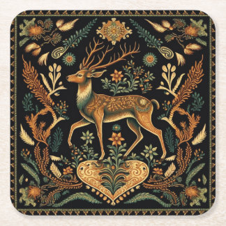 Rustic Wilderness Deer Square Paper Coaster