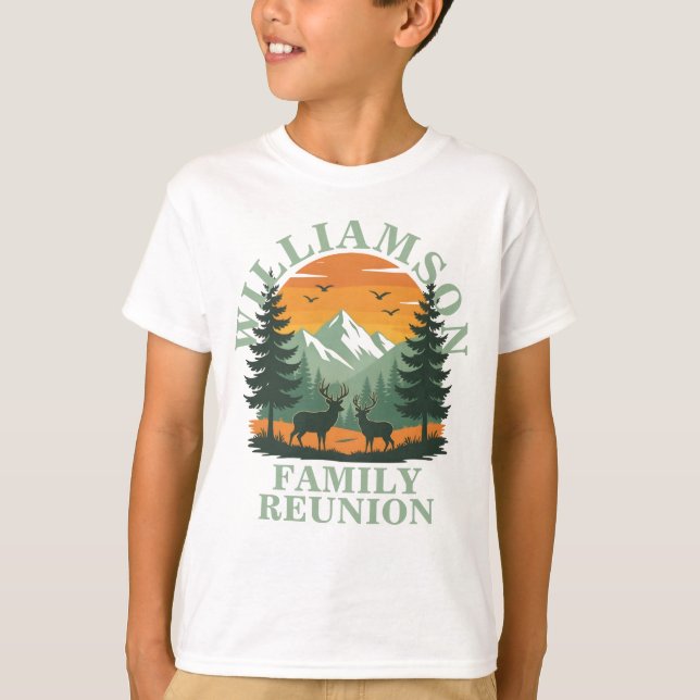 Rustic Wilderness Family Reunion Customisable Kids T-Shirt (Front)