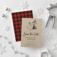 Rustic Wilderness | Mountain Plaid Save the Date 