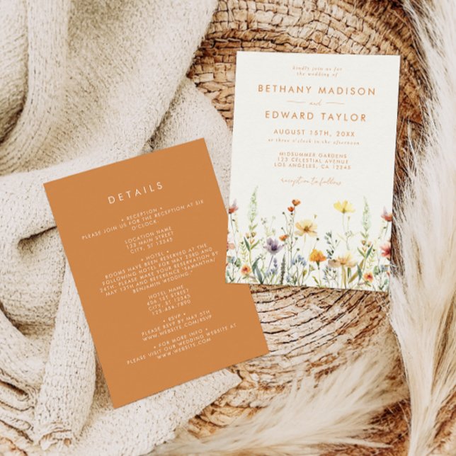 Rustic Wildflower All-in-One Wedding Invitation (Creator Uploaded)