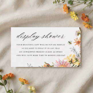 Rustic Wildflower and Bee Bridal Display Shower Enclosure Card