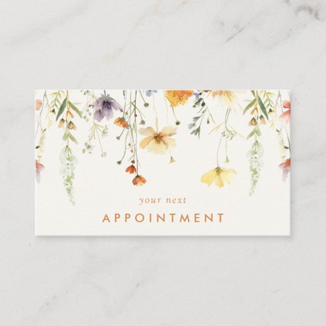 Rustic Wildflower Appointment Card (Front)