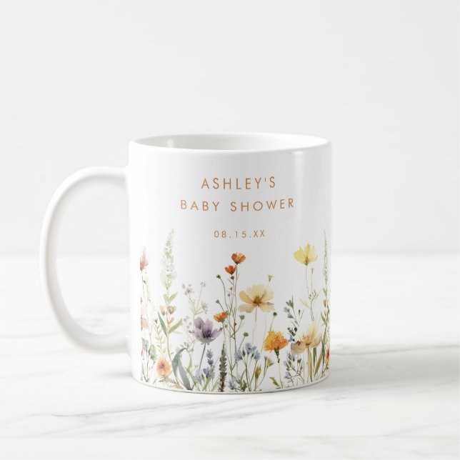 Rustic Wildflower Baby Shower Coffee Mug (Left)