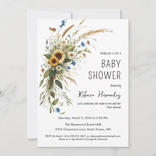 Rustic Wildflower Baby Shower Invitation (Front)