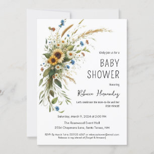 Rustic Wildflower Baby Shower Invitation