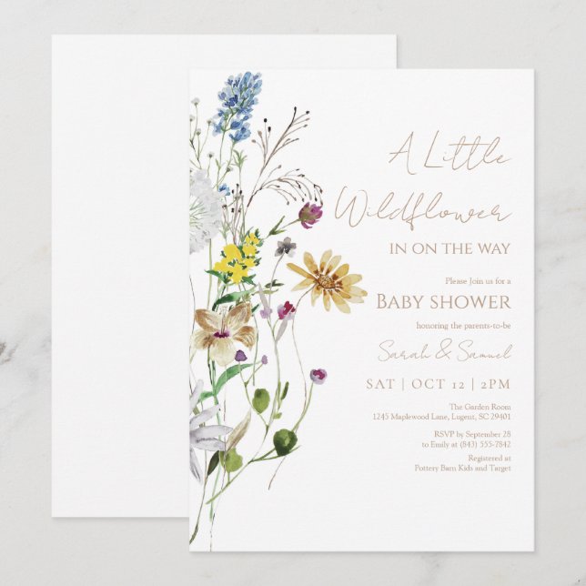 Rustic Wildflower Baby Shower Invitation (Front/Back)