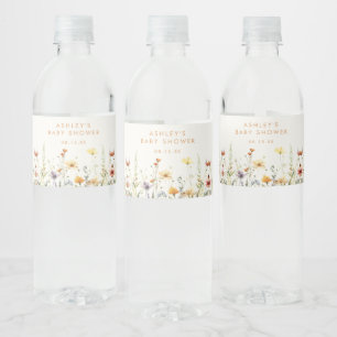 Rustic Wildflower Baby Shower Water Bottle Label