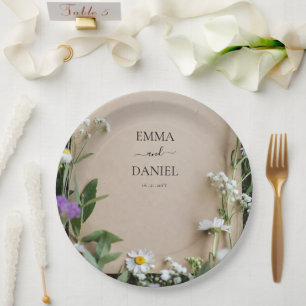Rustic Wildflower Botanical Kraft Paper Wedding Plate