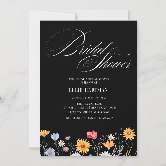 Rustic Wildflower Bridal Bash Invitation (Front)