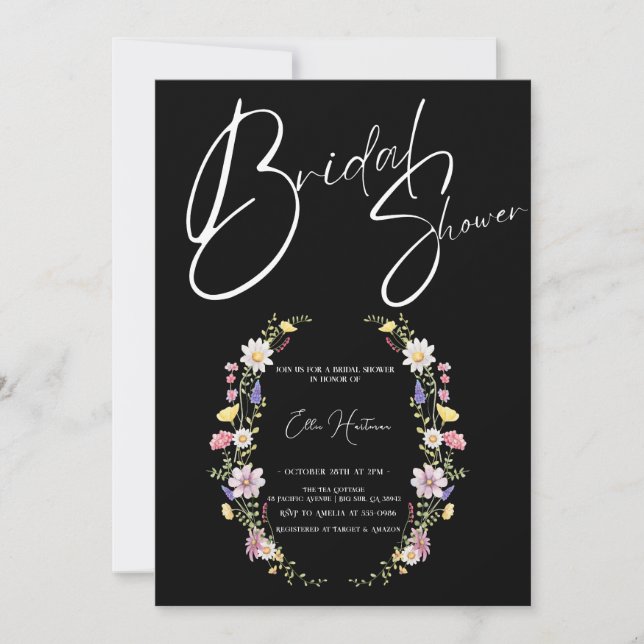 Rustic Wildflower Bridal Bash Invitation (Front)