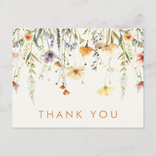 Rustic Wildflower Bridal Shower Thank You Postcard