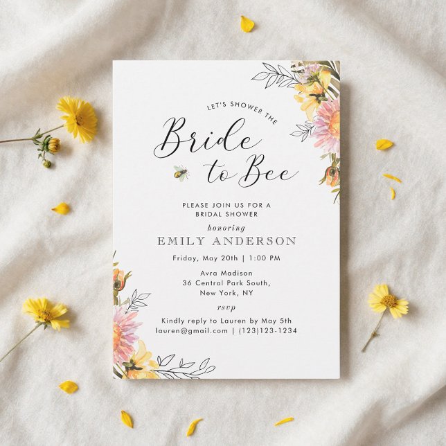 Rustic Wildflower Bride to Bee Bridal Shower Invitation (Creator Uploaded)