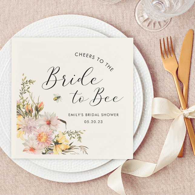 Rustic Wildflower Bride to Bee Bridal Shower Napkin (Creator Uploaded)