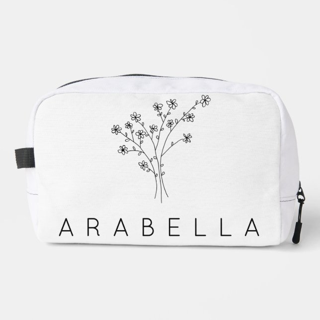 Rustic Wildflower Bridesmaid Name  Dopp Kit (Front)