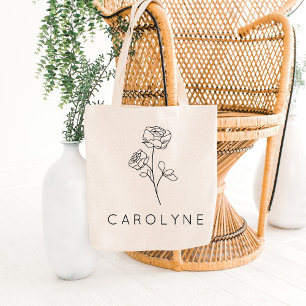 Rustic Wildflower Bridesmaid Name Tote Bag