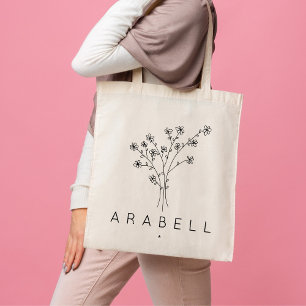 Rustic Wildflower Bridesmaid Name Tote Bag
