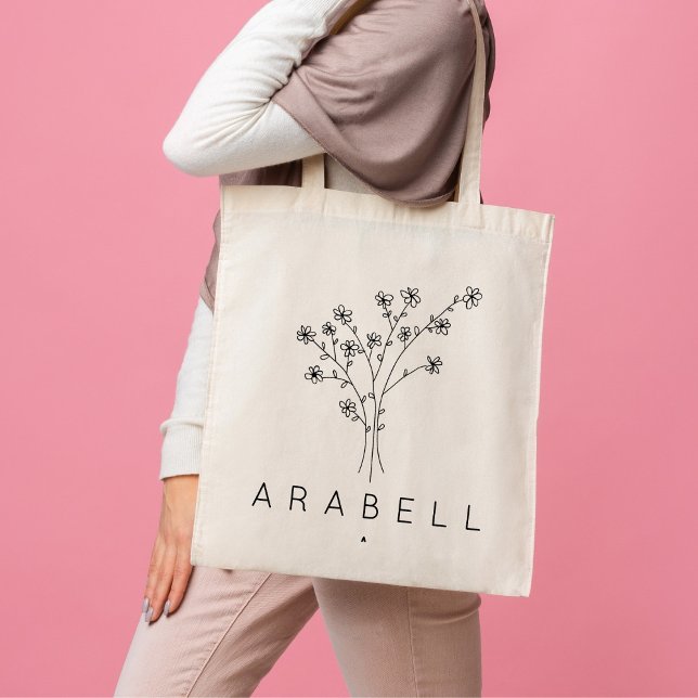Rustic Wildflower Bridesmaid Name  Tote Bag (Creator Uploaded)