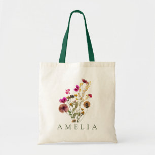 Rustic Wildflower Bridesmaid Name  Tote Bag