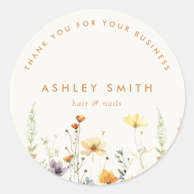 Rustic Wildflower Classic Round Sticker (Front)