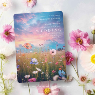 Rustic Wildflower Country Field Wedding Invitation
