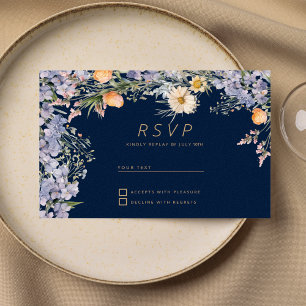 Rustic wildflower country flowers RSVP Invitation