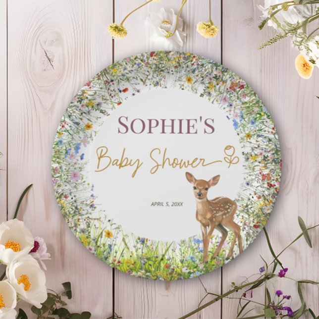 Rustic Wildflower Deer Pastel Baby Shower Plates (Creator Uploaded)