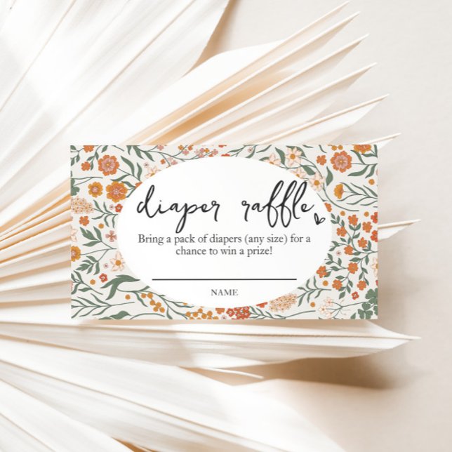 Rustic Wildflower Diaper Raffle Entry Enclosure Card (Diaper Raffle Wildflower Enclosure Card)