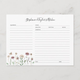 Rustic Wildflower Editable Recipe Card template