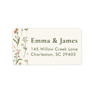 Rustic Wildflower Floral Wedding Label