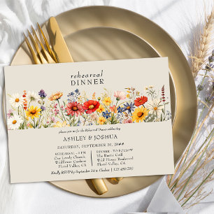 Rustic Wildflower Floral Wedding Rehearsal Dinner Invitation