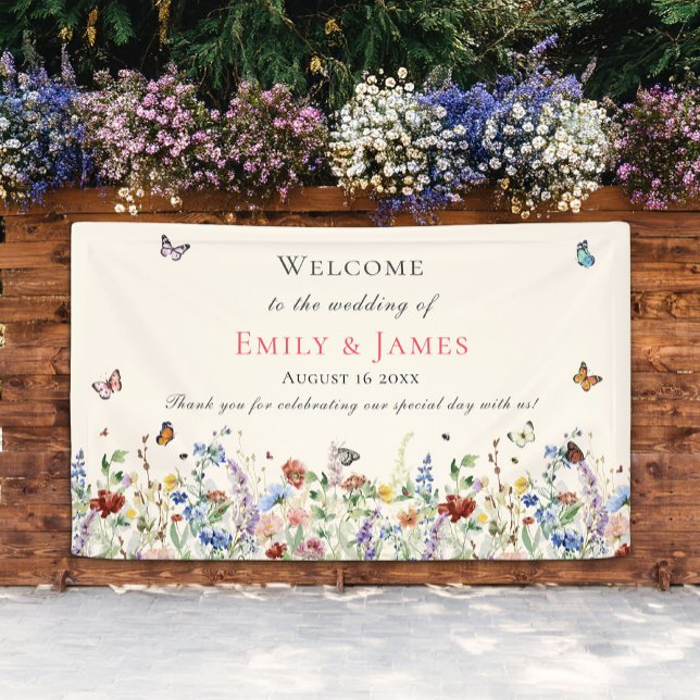 Rustic Wildflower Floral Wedding Welcome Banner (Creator Uploaded)